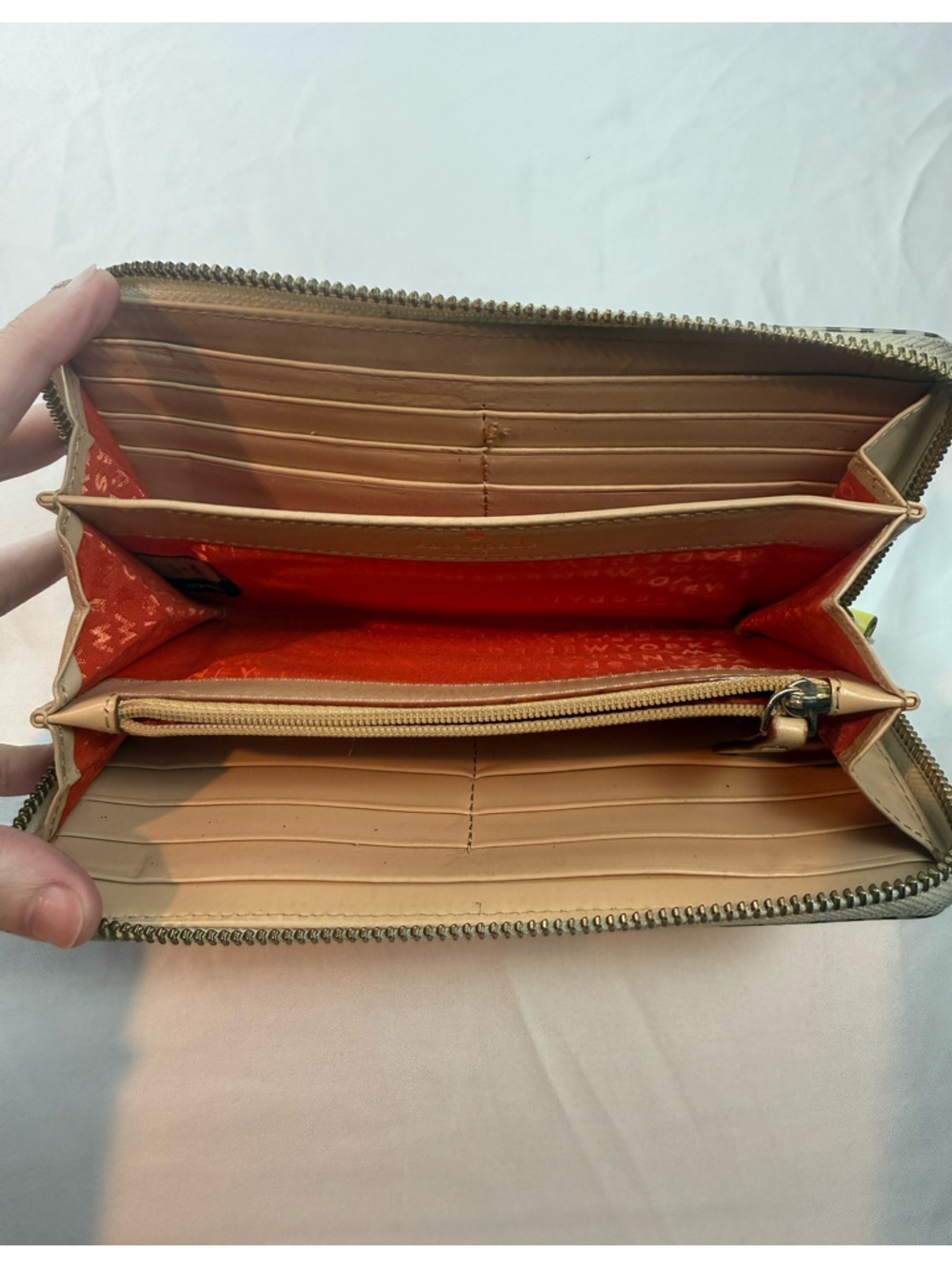 Kate Spade Stripe Zip Around Wallet Colorful Pink Orange Yellow - Picture 7 of 16